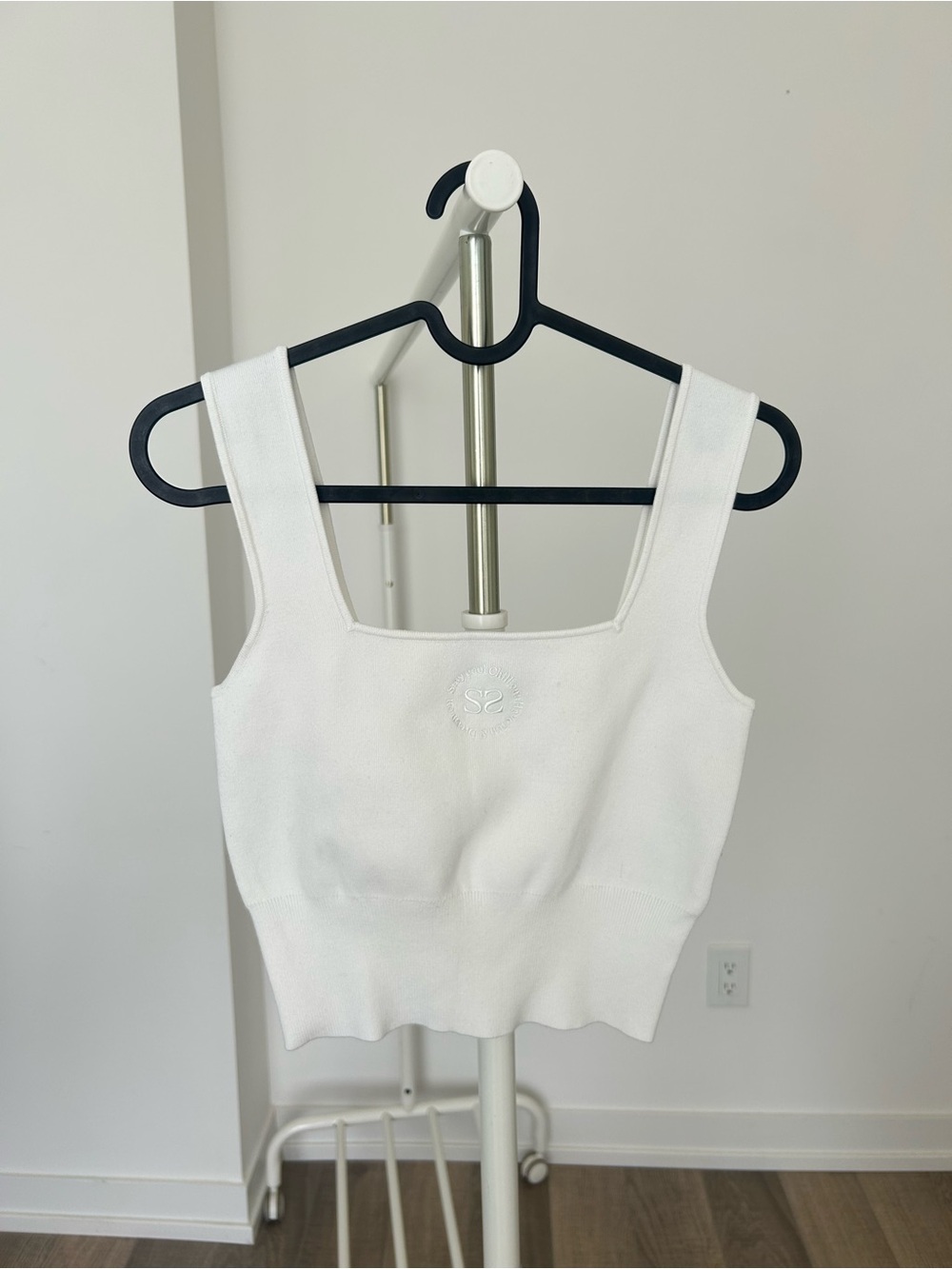 Sandro Square Neck Knit Crop Top